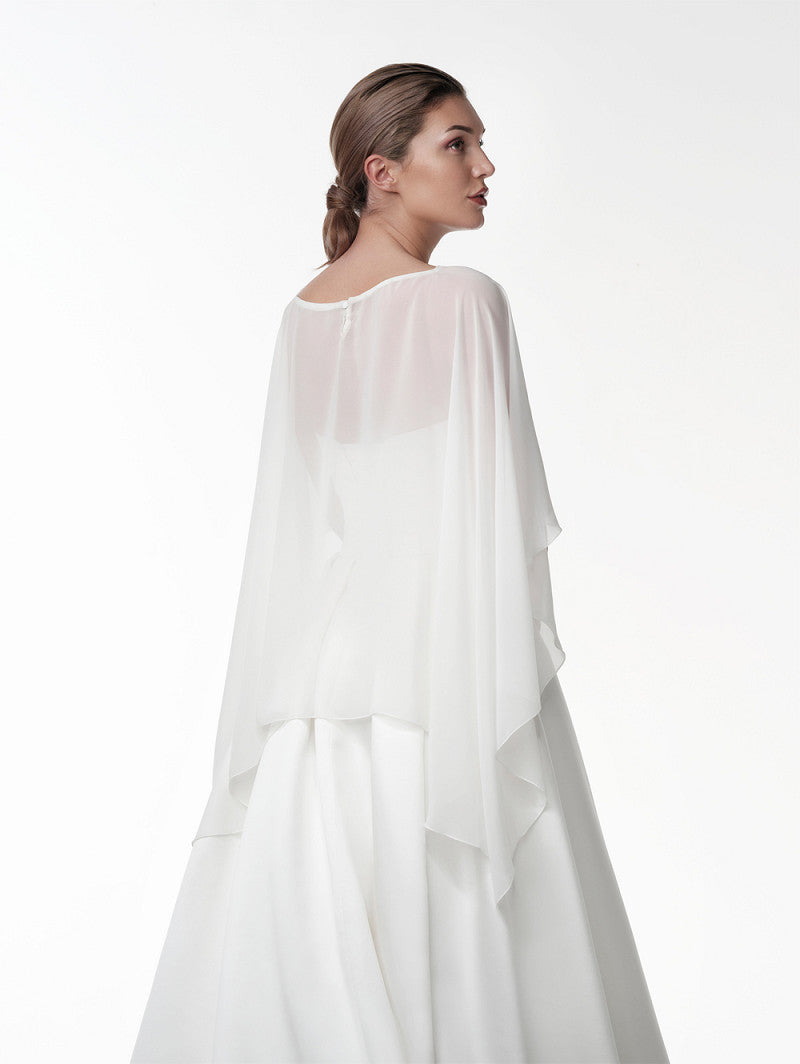 Crepe Georgette Bridal Cape - Accessory - POIRIER