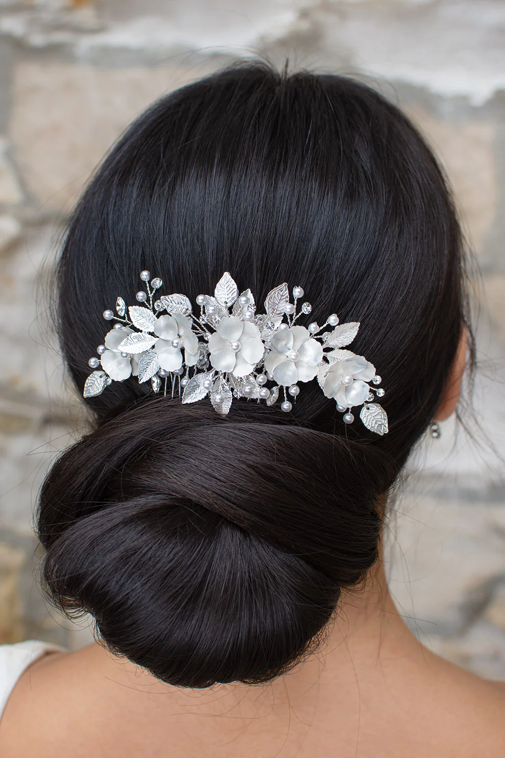 Ava Floral Hair Comb Silver White - Jewellery - Windsor Bridal Jewellery