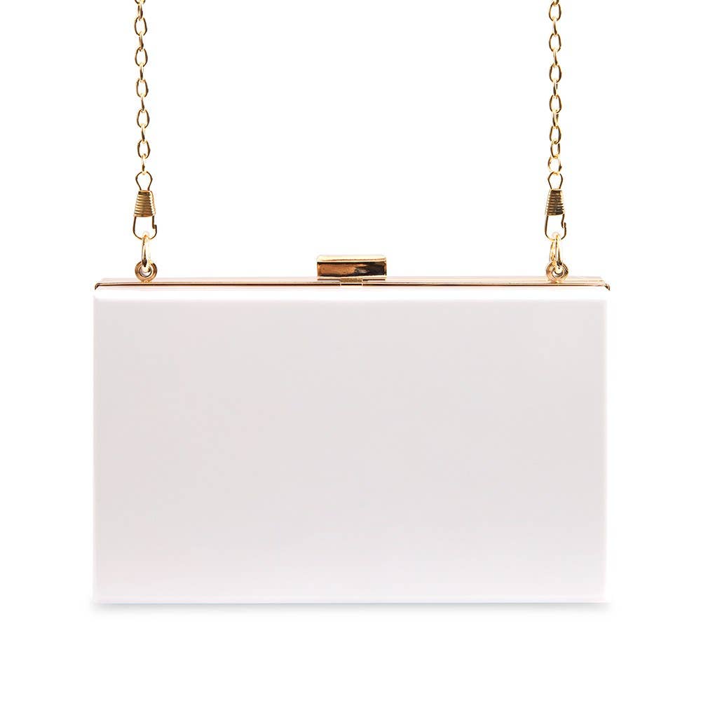 Acrylic Box Clutch - White - Honey Fawn Boutique