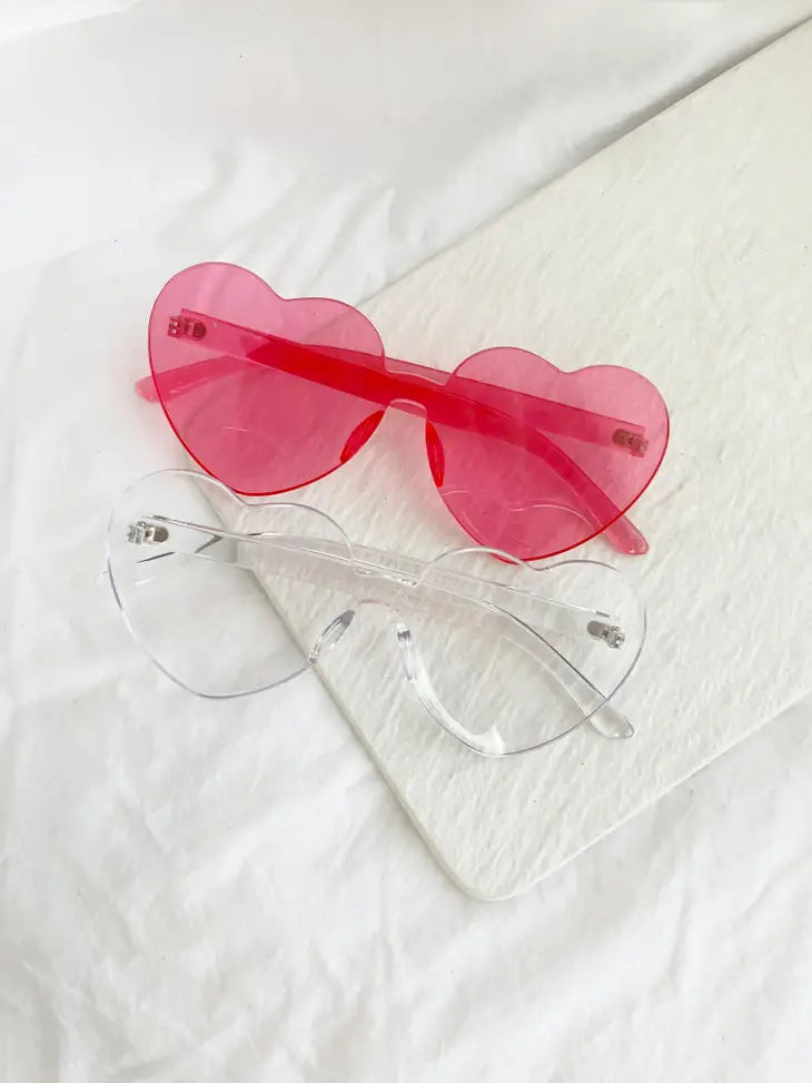 Yeah Baby Heart Sunglasses - Hot Pink - Honey Fawn Boutique