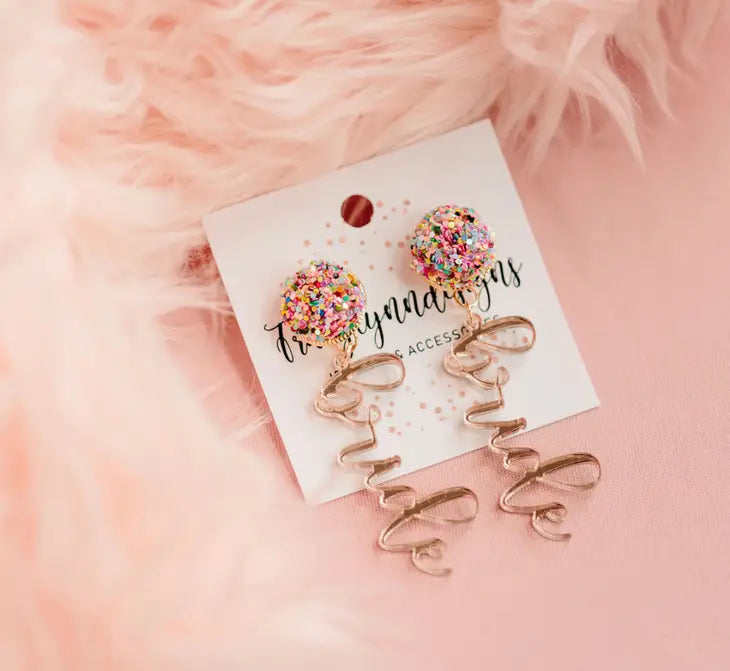 Confetti Rose Gold Bride Earring