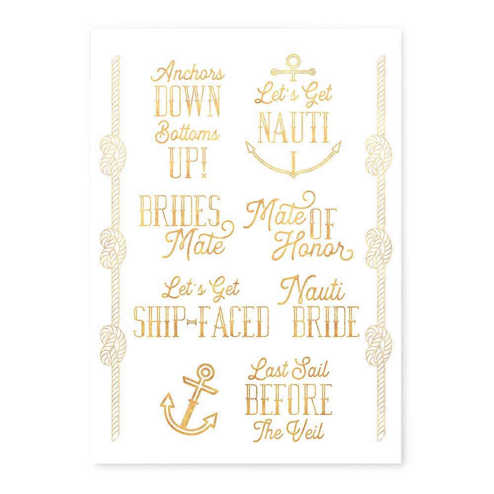 Gold Bachelorette Party Temporary Tattoos - Nautical - Honey Fawn Boutique