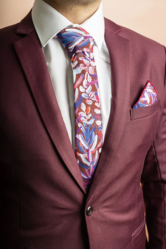 Protea Burgundy Tie - Men's Accessories - Peggy & Finn