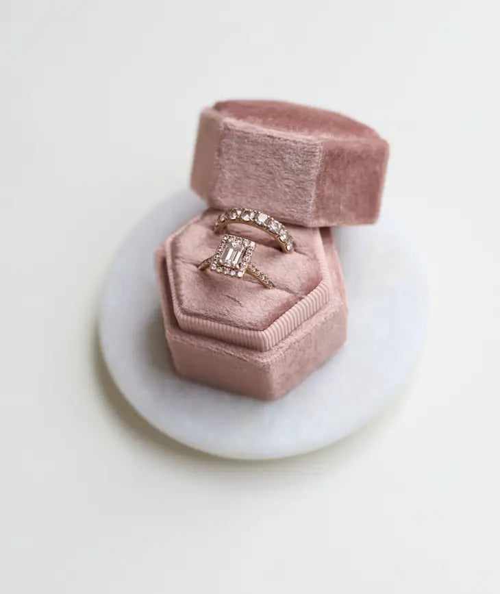 Rose Velvet Double Ring Box - Giftware - Six Stories